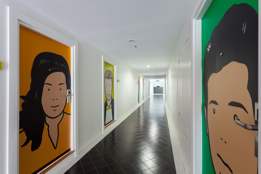 modern pop art interior at corridor