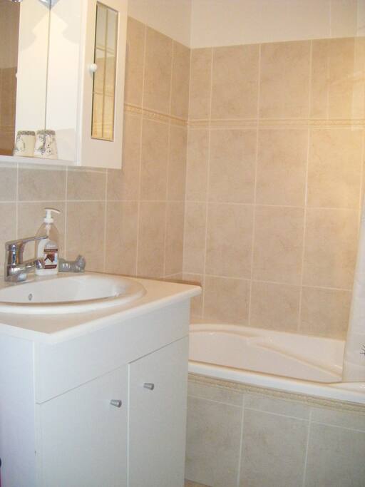 salle de bain avec baignoire