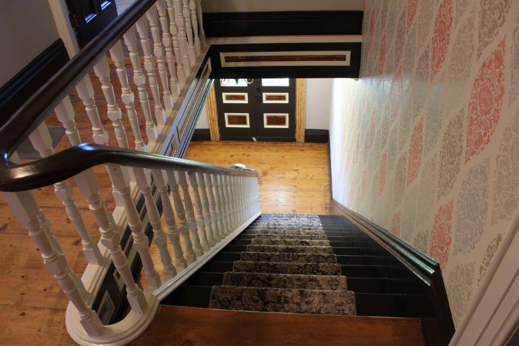 view down the stairs