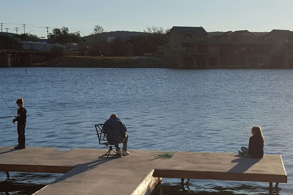 Fishing off the back yard pier