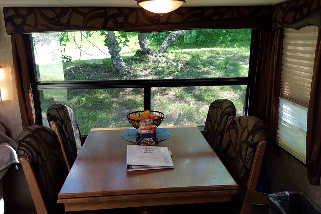 Traditional dining table with four chairs