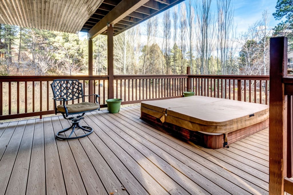 Private hot tub in back yard