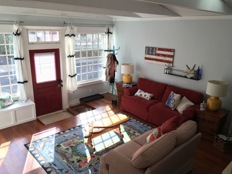 Living Room with cathedral ceiling