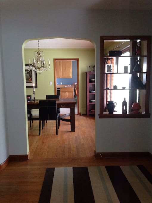 View from living room to kitchen