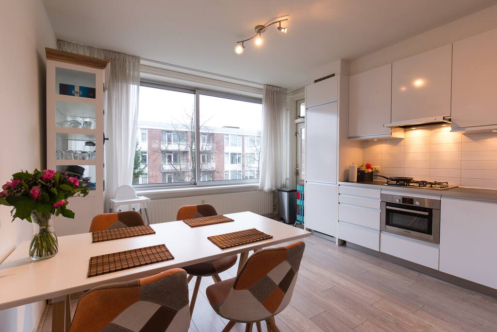 Well lit Kitchen and dining space