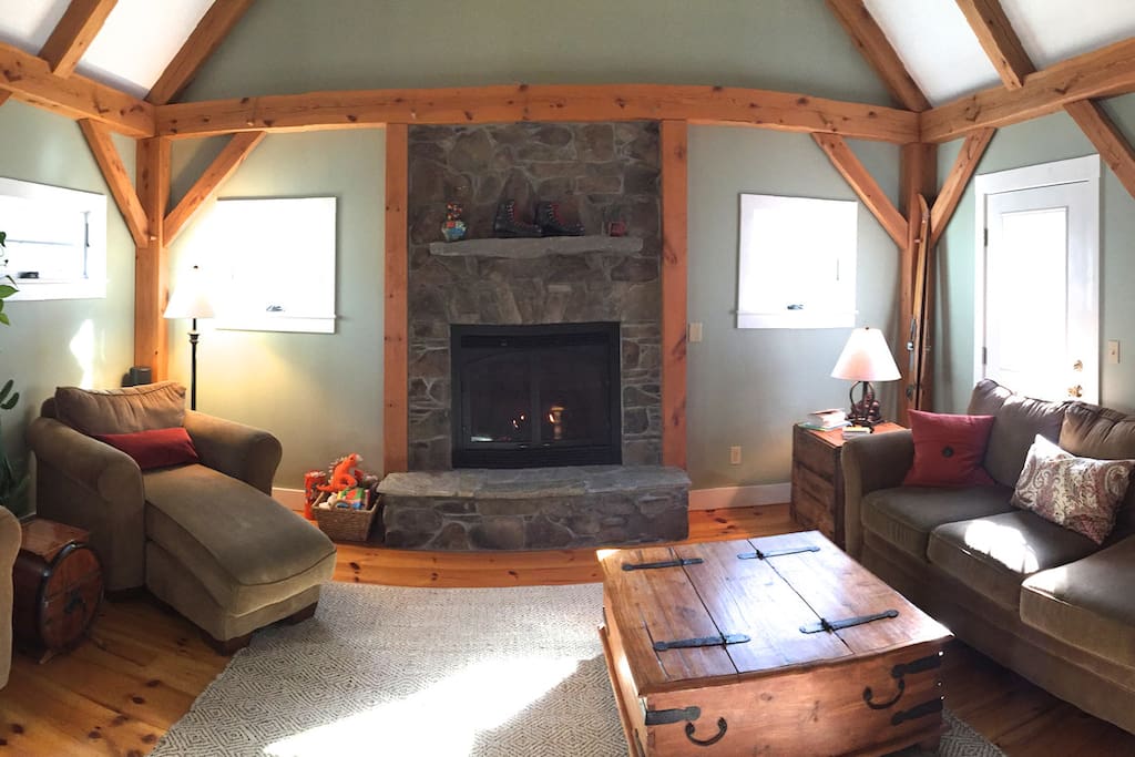 Relax in our cozy living room and kick your feet up.