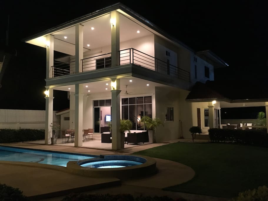 Pool view by night
