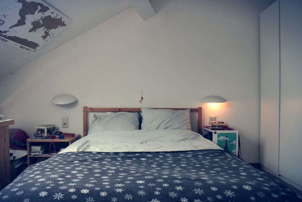 The bright and spacious mezzanine bedroom.