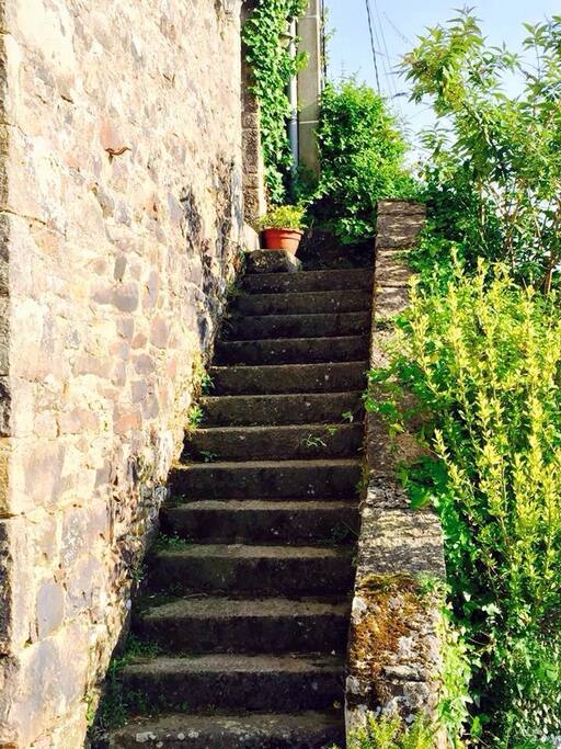 Granite stairs leading to guest room and typical of the area.