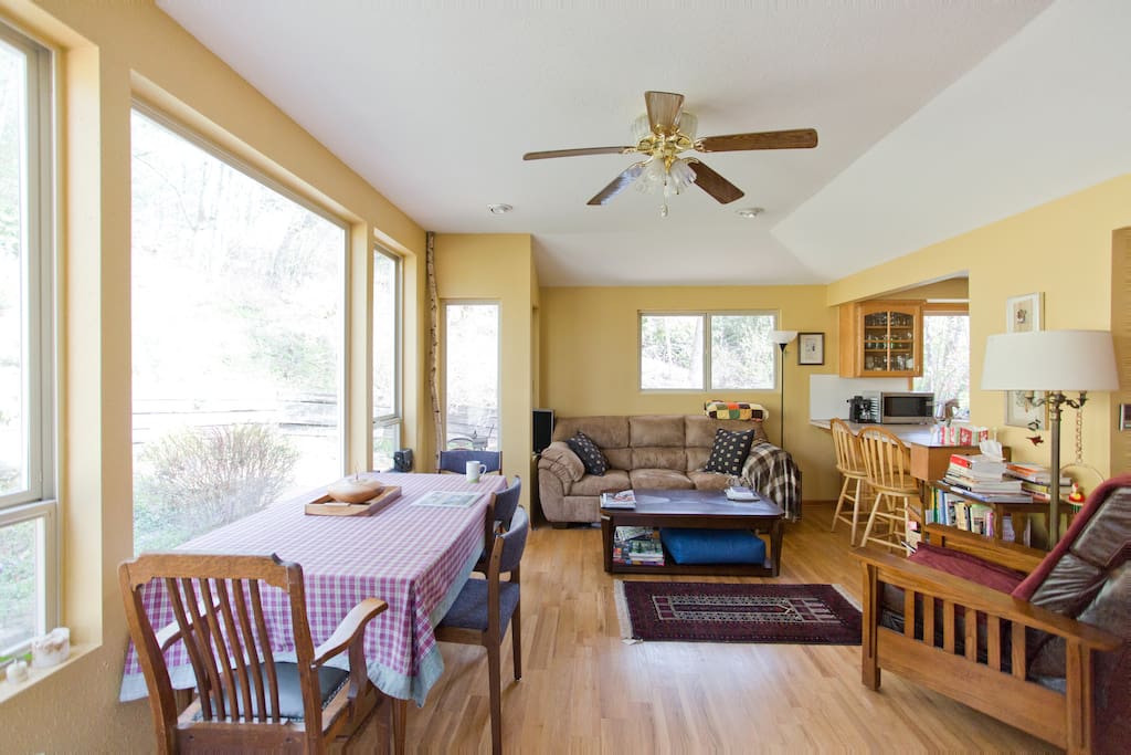 Dining/living room will seat 10 at the table.