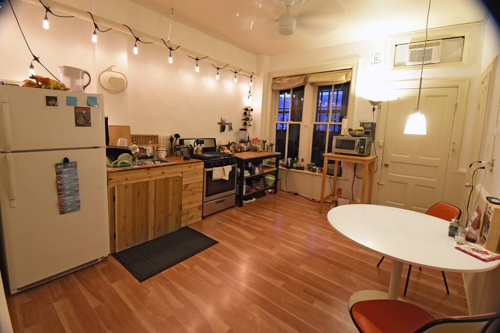 The kitchen is large and good for making food in.