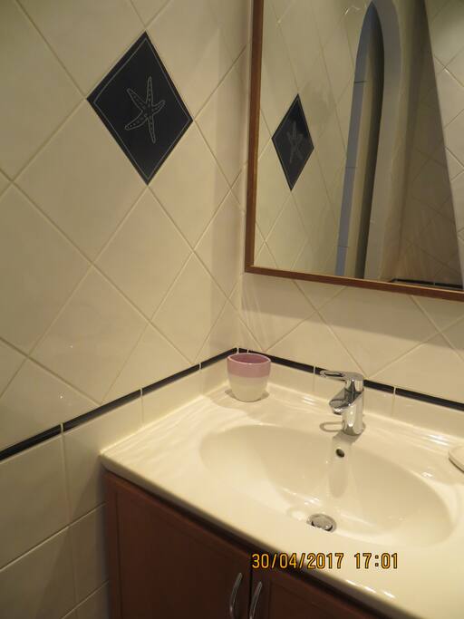 Salle de bain et toilettes séparés