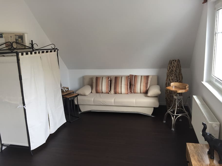Ausfahrbare Schlafcouch + Kleiderschrank