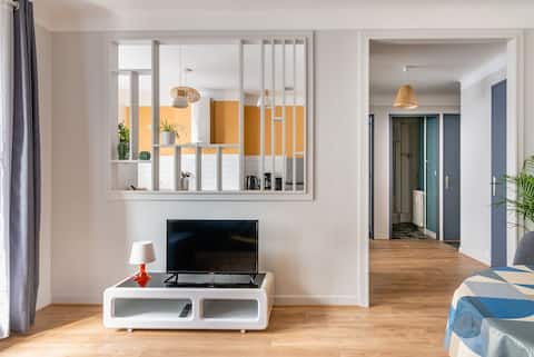 Airbnb performant: New and spacious 2-room, balcony, closed garage à Saint étienne