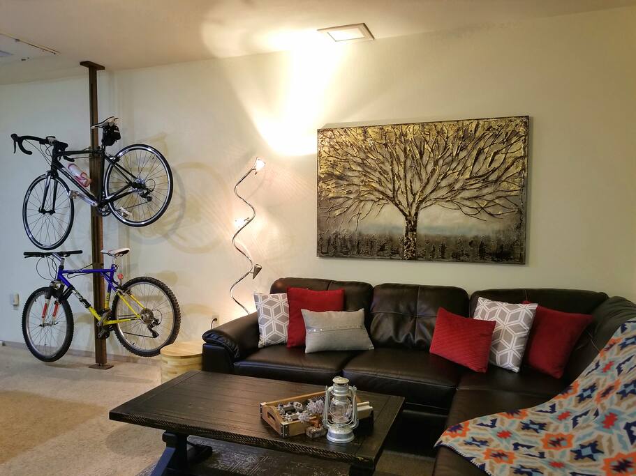 9 ft. ceilings. Well lit living area.