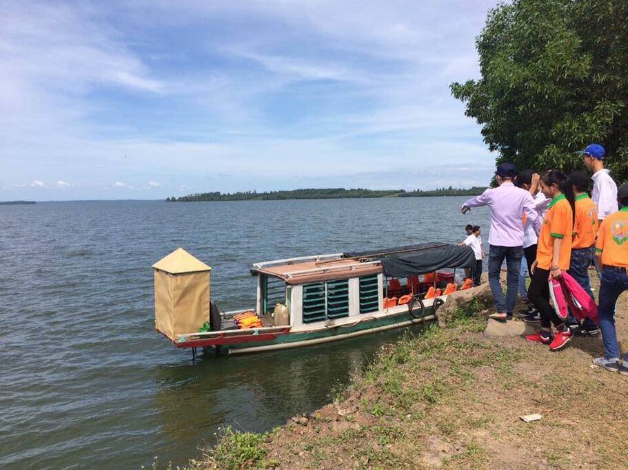 It is Tri An lake with many fishing boats and many beautiful islands around here.