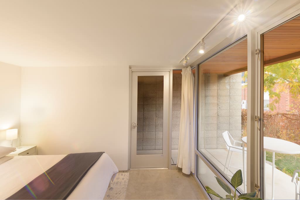 Private entrance with keypad activated lock allows guests to come and go as they please. Large, front facing windows with great natural light