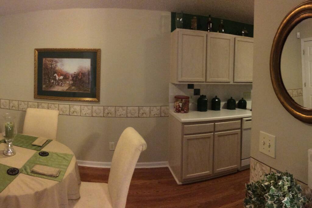 Separate dining opens to full kitchen