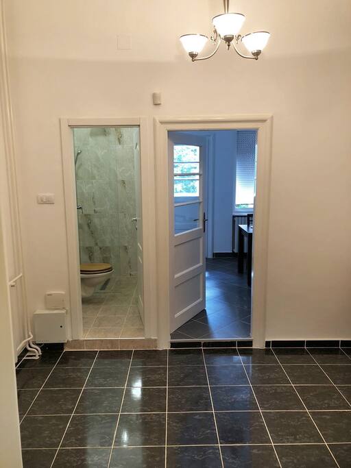 Bathroom and dining area