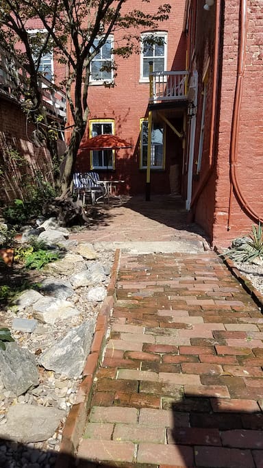 Private courtyard with a native plant & water garden