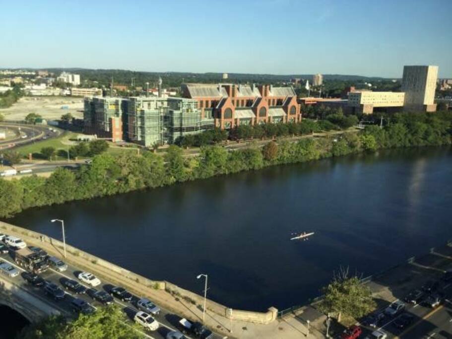 The view of the Charles River from the comfort of your room