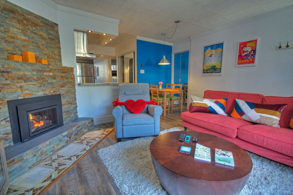 A cozy fireplace to keep things warm during the cold months.