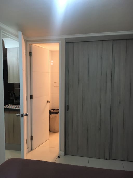 Room Entrance, Private Bathroom Door and Closet
