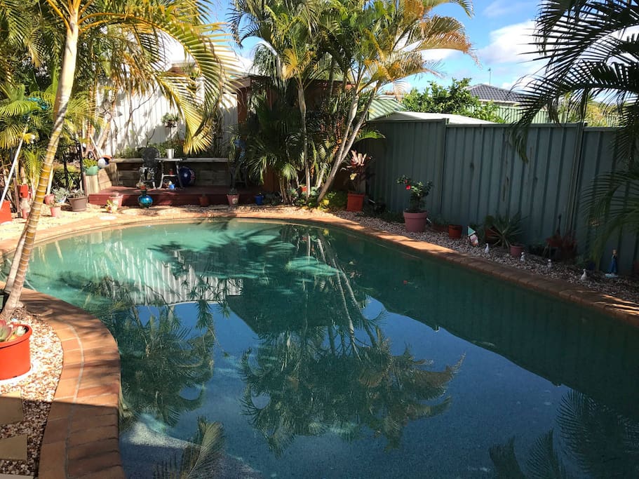 Swimming pool in the back yard and Sauna, this is a shared area
