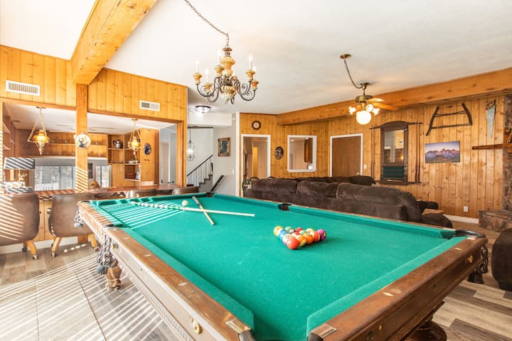 Pool table in upper living room.