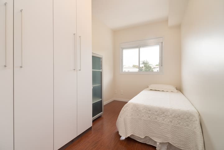 Second bedroom suits one person. Extra mattress available. Closet inside. With air conditioning.