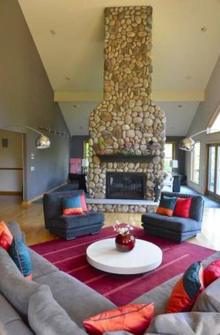 Formal living area two, Stone chimney