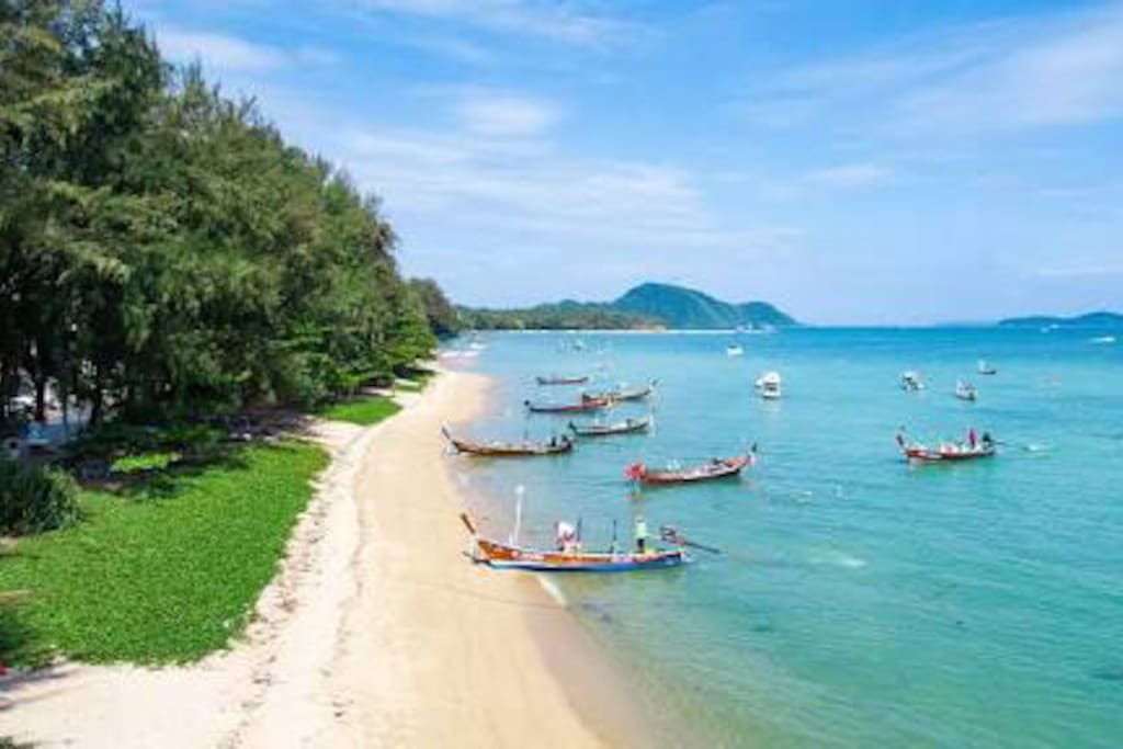 Rawai Beach outside our front door where you can catch boats to Phi Phi island, Ratcha island and many more.