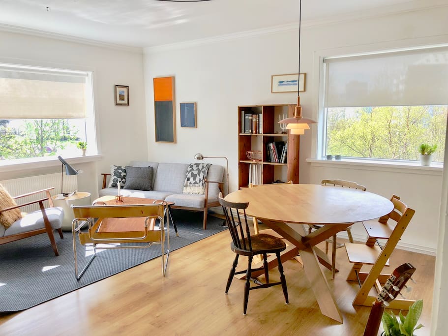 living room with dining area