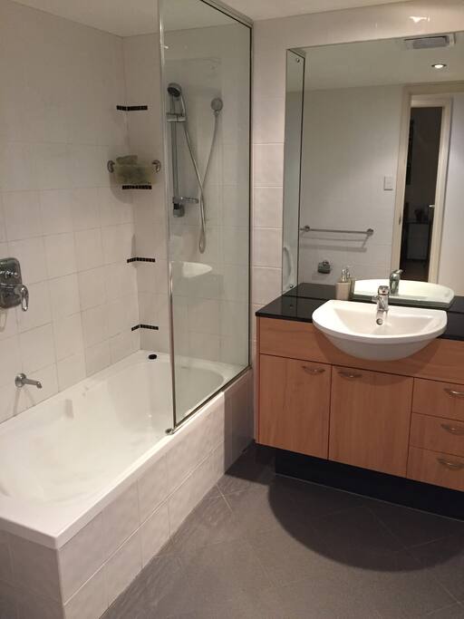 Toilet with bathtub