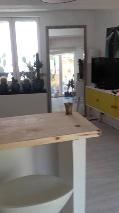 Salon bar donnant sur 1 cour
