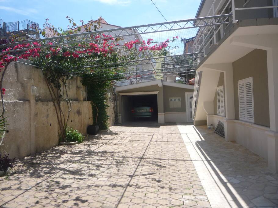 Your parking place for car near house apartments.