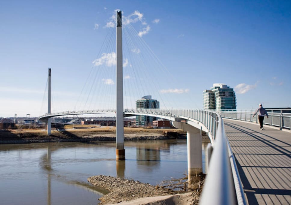 East side of the Bob Kerrey Pedestrian bridge.