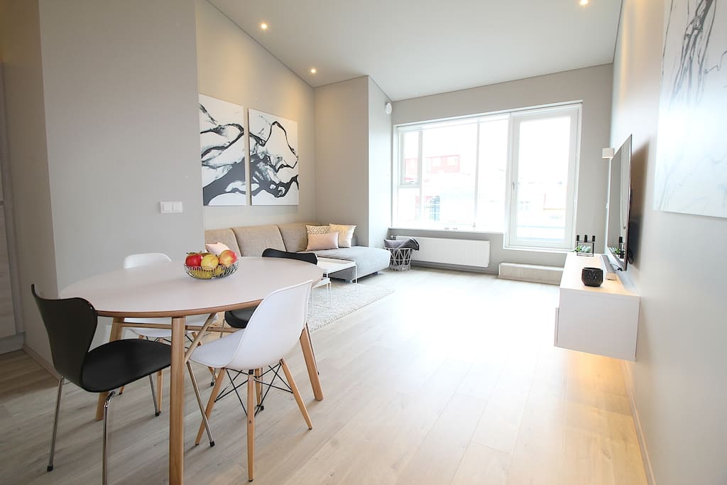 All the furniture is new and modern, bought in 2016 and 2017.