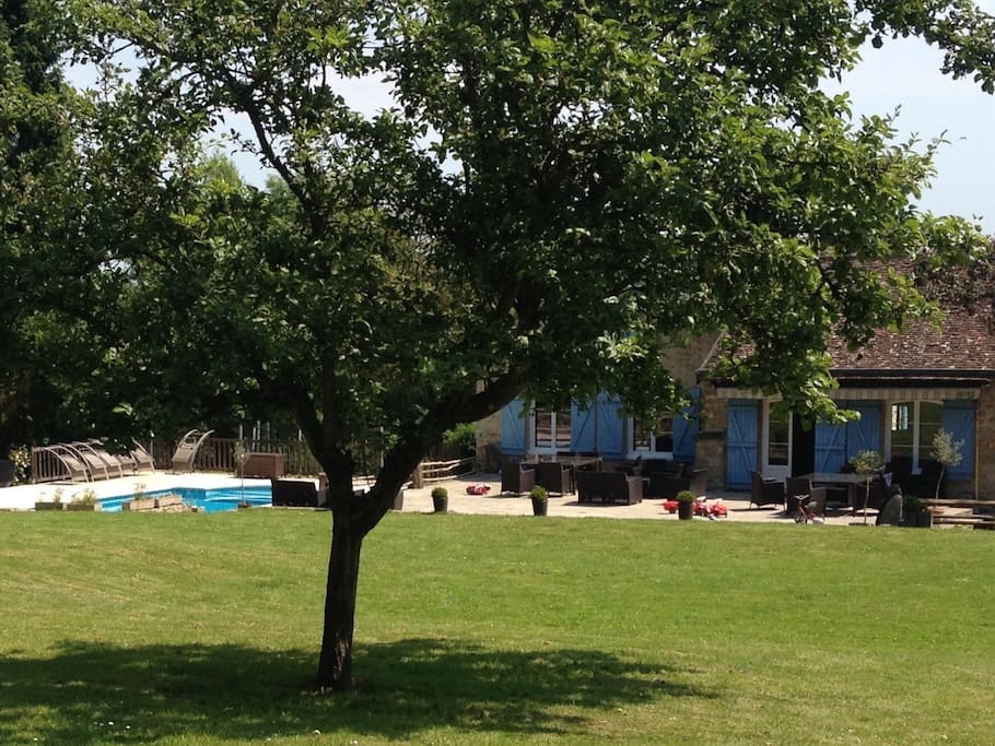 Le jardin, la terrasse et la piscine.