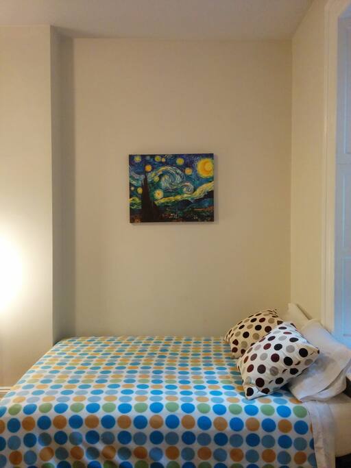 A new bed with memory foam mattress creates a cozy sleeping nook.