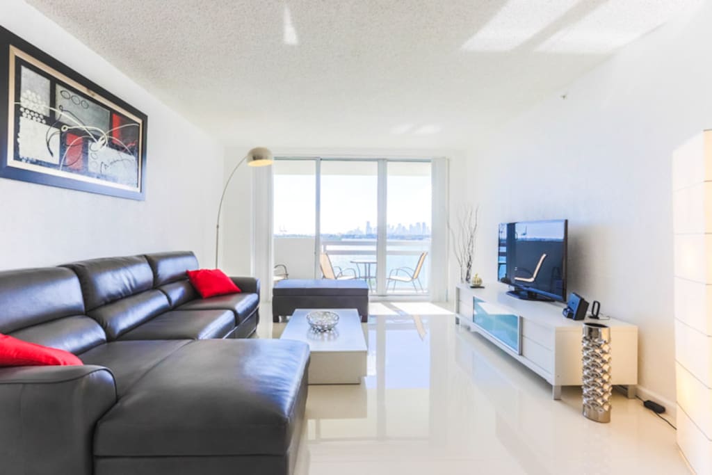 living room, with panoramic views of Miami Bay