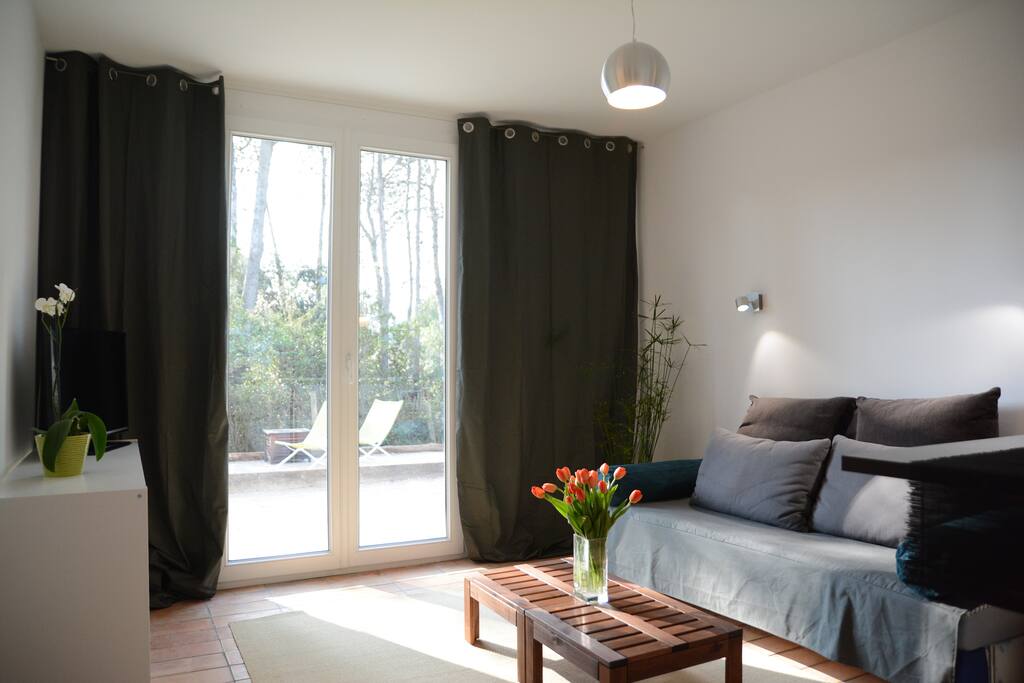 Salon avec vue sur jardin