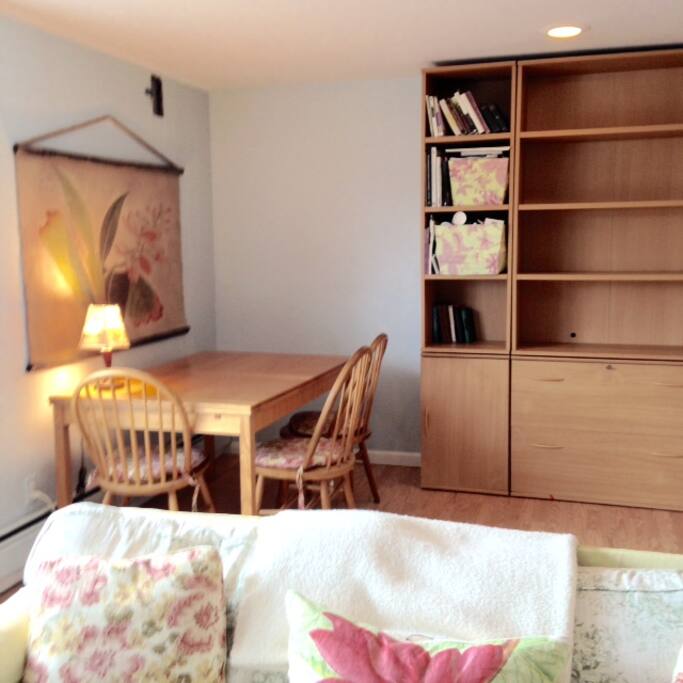 Table serving as desk or dining area