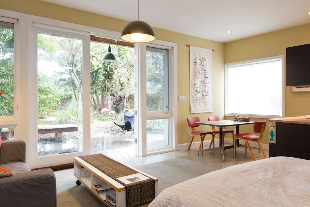 Spacious, high ceilings, lots of natural light.