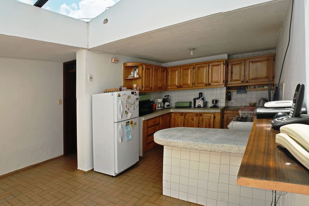 Our very bright and warm kitchen. Full equiped.