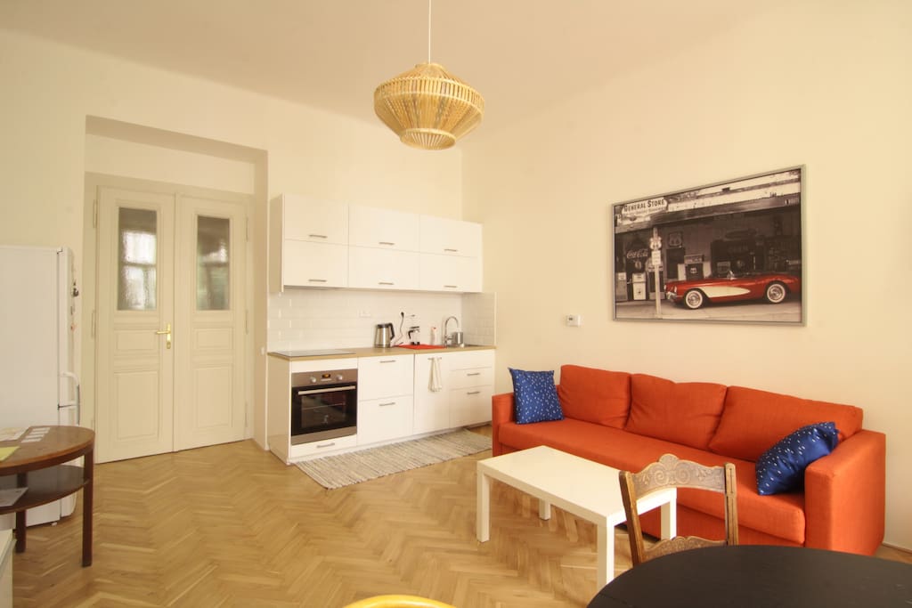 Living room with kitchen