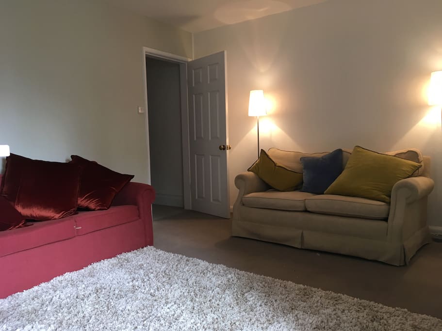 Spacious living area with sofa bed