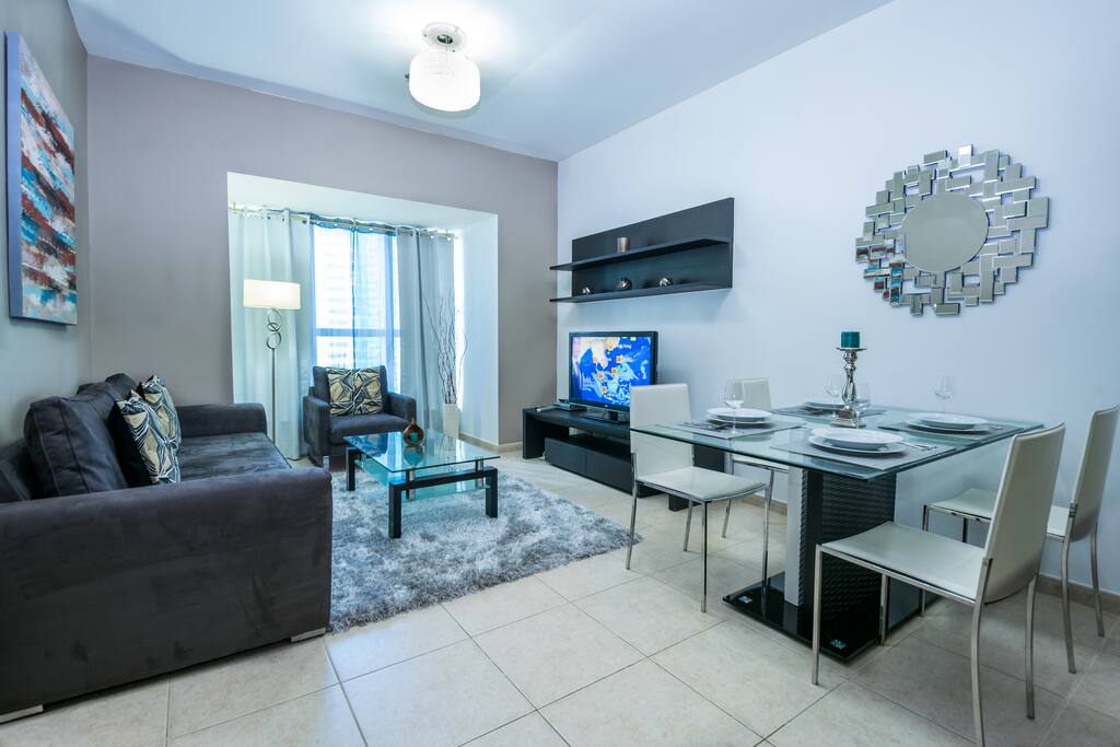 Living room with extra guest bathroom