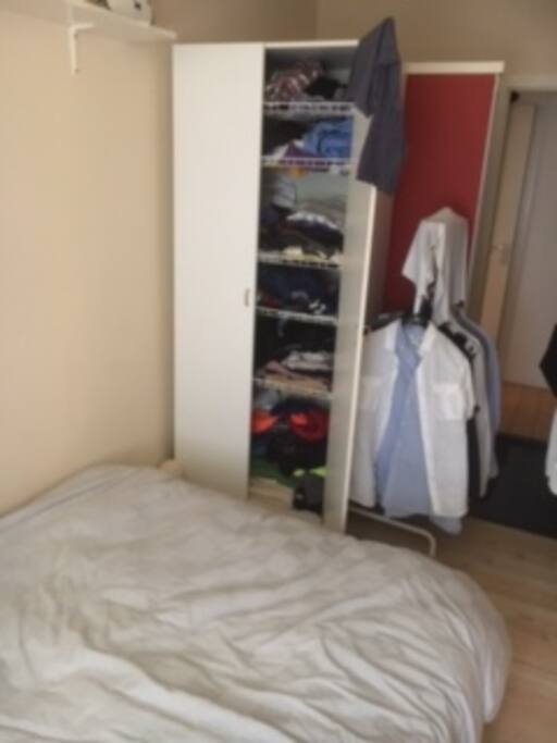 Closet space and small hangar rack (now empty)
