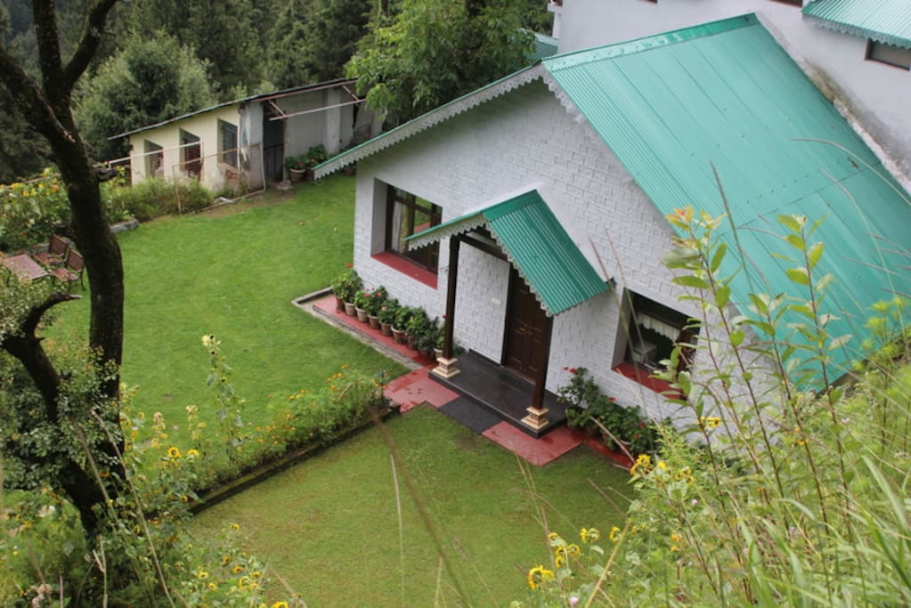 aerial view of the cottage